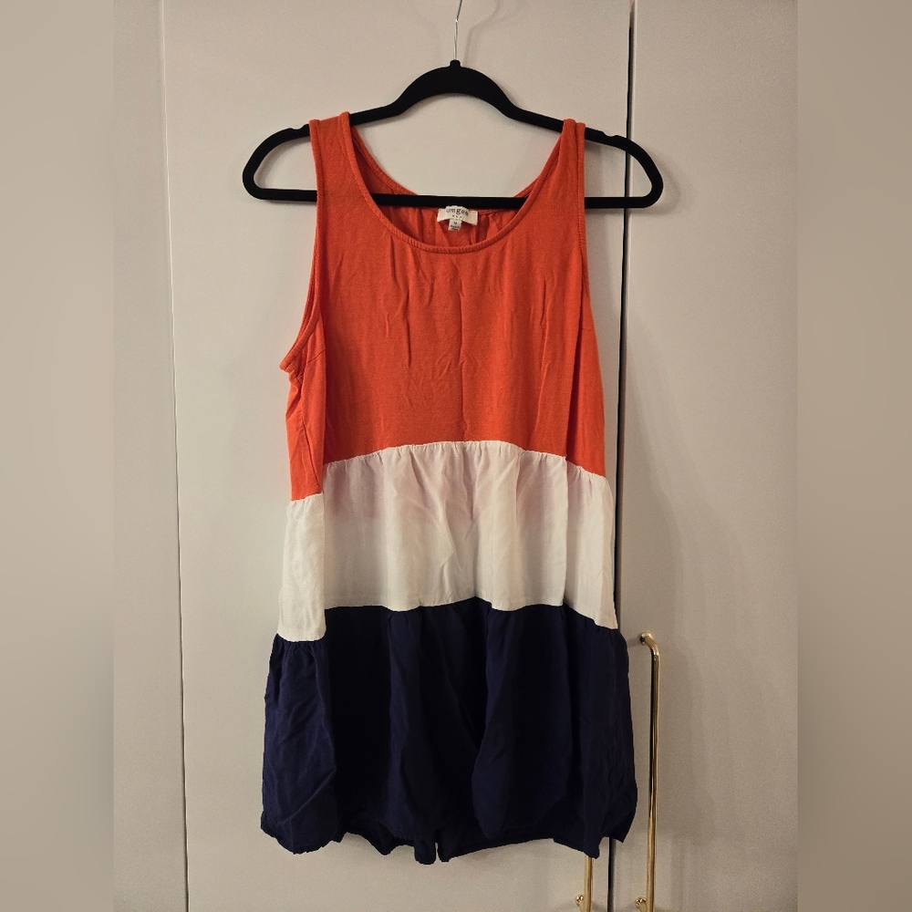 Umgee red/orange white blue dress tunic